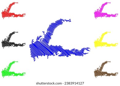 Lake Grenada Reservoir (United States of America, North America, us, usa, Mississippi) map vector illustration, scribble sketch Grenada Dam map