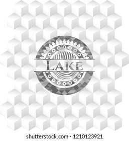 Lake grey emblem with cube white background