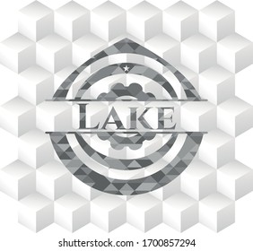 Lake grey emblem with cube white background