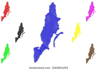 Lake Hancza (Republic of Poland) map vector illustration, scribble sketch Hańcza or Ančia map