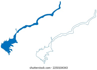 Lake Hanna (Islamic Republic of Pakistan) map vector illustration, scribble sketch Hanna Reservoir map