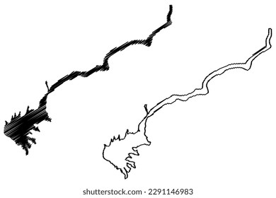 Lake Hanna (Islamic Republic of Pakistan) map vector illustration, scribble sketch Hanna Reservoir map