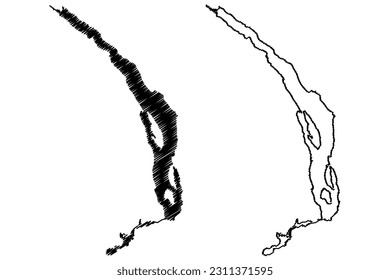 Lake Harrison (Canada, North America) map vector illustration, scribble sketch map