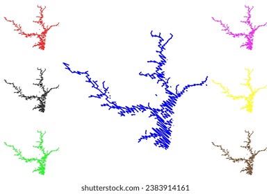 Lake Hartwell Reservoir (Vereinigte Staaten von Amerika, Nordamerika, uns, usa, South Carolina) Karte, Vektorgrafik, Skizze Hartwell Dam Karte