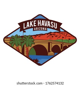 Lake Havasu vector illustration in vintage Patch Design, good for embroidery patch design and Vacation T shirt design 