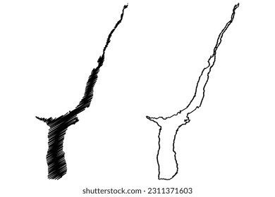 Lake Hawea (New Zealand, Oceania, South Island) map vector illustration, scribble sketch Hawea map