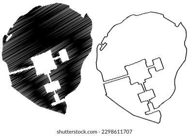 Lake Heviz (Hungary) map vector illustration, scribble sketch Hévíz map