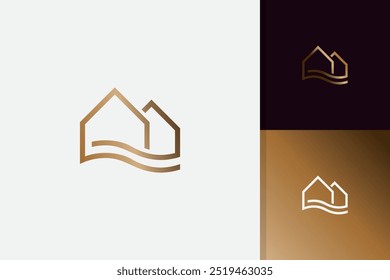 lake house logo design illustration vector template