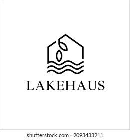 Lake House Logo Design Vector