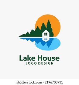 Lake house logo design vector