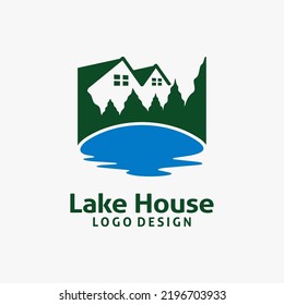Lake house logo design vector
