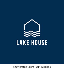 Lake House Logo Vector On Navy Background