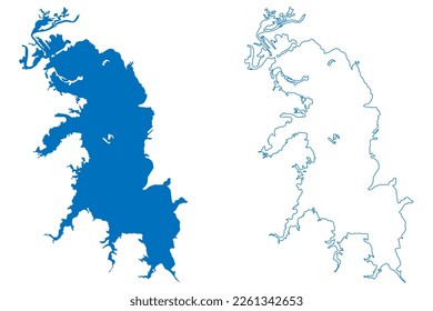Lake Hugo Reservoir (United States of America, North America, us, usa, Oklahoma) map vector illustration, scribble sketch Hugo Dam map