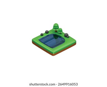  lake icon 3d illustration render