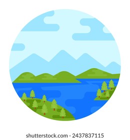 A lake icon in flat rounded design