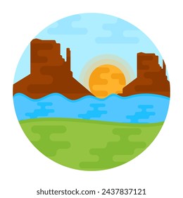 A lake icon in flat rounded design