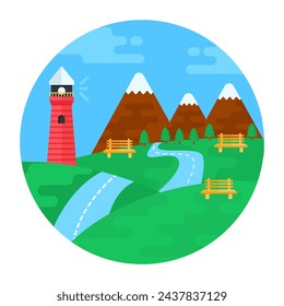 A lake icon in flat rounded design