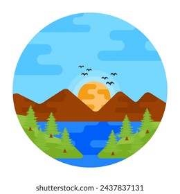 A lake icon in flat rounded design