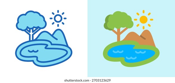 Ilustração de vetor multiestilo do ícone Lake