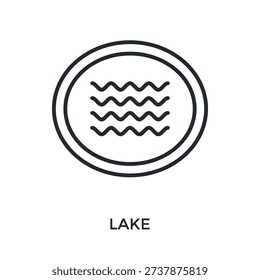 Lake Icon Outline Style. Vector Illustration For Graphic Design
