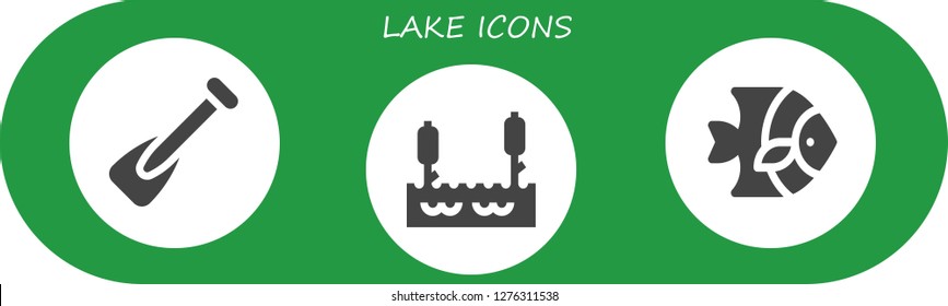  lake icon set. 3 filled lake icons. Simple modern icons about  - Rowing, Lake, Fish