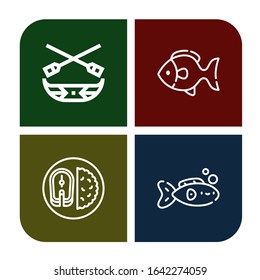 lake icon set. Collection of Canoe, Fish icons