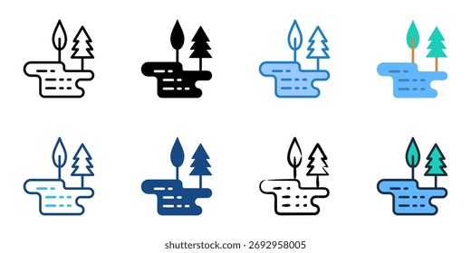 Lake icon set multiple style collection 
