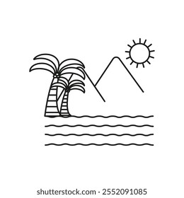 Lake icon Simple thin line flat symbol