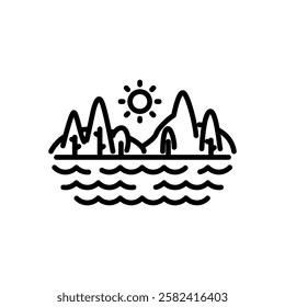 lake icon vector, line style icon