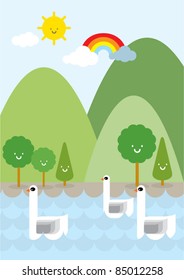 lake illustration/vector