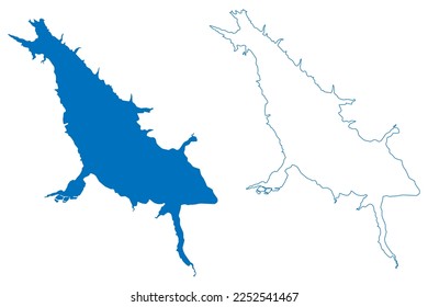 Lake Iskar Reservoir (Republic of Bulgaria) map vector illustration, scribble sketch map