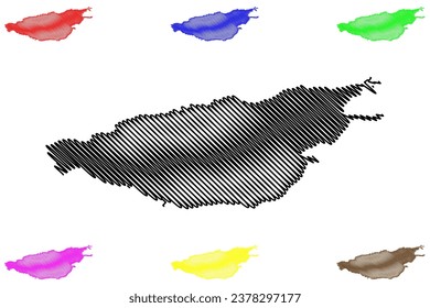 Lake Issyk-Kul (Kyrgyzstan, Kyrgyz Republic) map vector illustration, scribble sketch Issyk Kul or Ysyk-Köl map