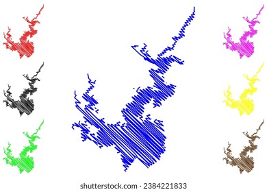 Lake Jocassee Reservoir (Vereinigte Staaten von Amerika, Nordamerika, uns, usa, South Carolina) Karte, Vektorgrafik, Skizze Jocassee-Staudamm-Karte