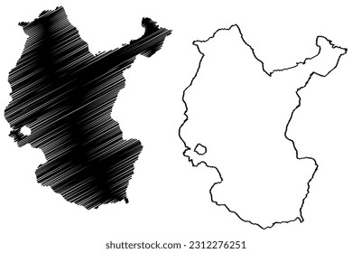 Lake Jokulsarlon (Iceland) map vector illustration, scribble sketch Lake Jökulsárlón map