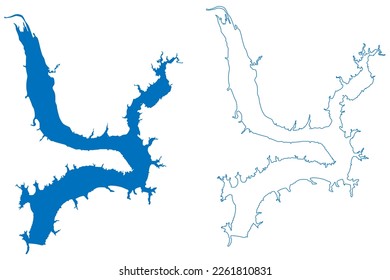 Lake Kaw Reservoir (United States of America, North America, us, usa, Oklahoma) map vector illustration, scribble sketch Kaw Dam map