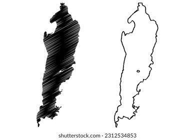 Lake Khovsgol (Mongolia) map vector illustration, scribble sketch Hovsgol, Khövsgöl or Huvsgul map