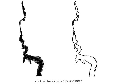 Lake Kol-Suu (Kyrgyzstan, Kyrgyz Republic) map vector illustration, scribble sketch Köl-Suu or Kol Suu map