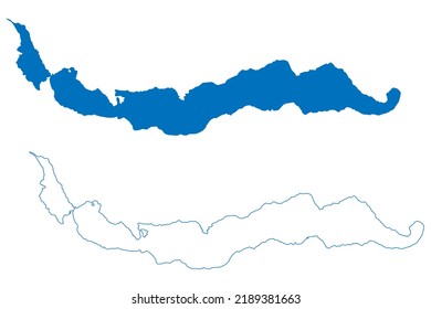 Lake Lacar And Nonthue (South America, Argentine Republic, Argentina) Map Vector Illustration, Scribble Sketch Lago Lácar And Nonthué Map