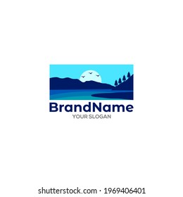 Lake Landscape Logo Design Vector
