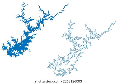 Lake Lanier Reservoir (United States of America, North America, us, usa, Georgia) map vector illustration, scribble sketch Sidney Lanier or Buford Dam map