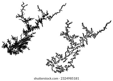 Lake Lanier Reservoir (United States of America, North America, us, usa, Georgia) map vector illustration, scribble sketch Sidney Lanier or Buford Dam map