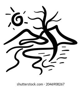 lake lanscape curly abstract vector design 