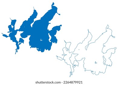 Lake Leech Reservoir (United States of America, North America, us, usa, Minnesota) map vector illustration, scribble sketch Gaa-zagaskwaajimekaag Dam map