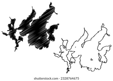 Lake Leech Reservoir (United States of America, North America, us, usa, Minnesota) map vector illustration, scribble sketch Gaa-zagaskwaajimekaag Dam map