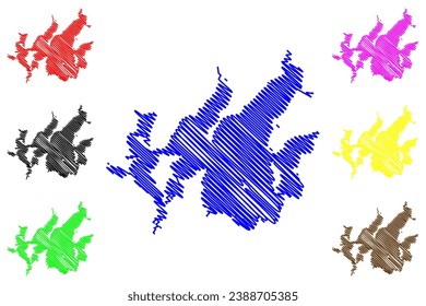 Lake Leech Reservoir (United States of America, North America, us, usa, Minnesota) map vector illustration, scribble sketch Gaa-zagaskwaajimekaag Dam map