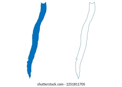 Lei-See (Italienische Republik, Italien, Schweizerische Eidgenossenschaft, Schweiz) Karte, Vektorgrafik, Skizze Lago di Lei Karte