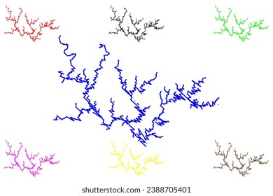 Lake Lewis Smith Reservoir (United States of America, North America, us, usa, Alabama) map vector illustration, scribble sketch Lewis Smith Dam map
