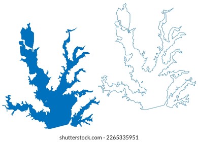 Lake Lewisville Reservoir (United States of America, North America, us, usa, Texas) map vector illustration, scribble sketch Garza-Little Elm Dam map