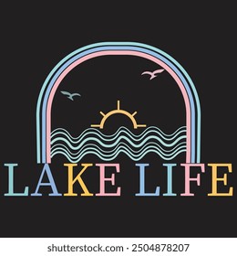 Lake Life Fisherman Retro Groovy Fishing Lake Lovers t Shirt