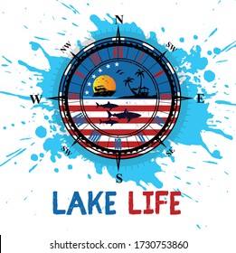 Lake Life T Shirt Design Vector Illustration